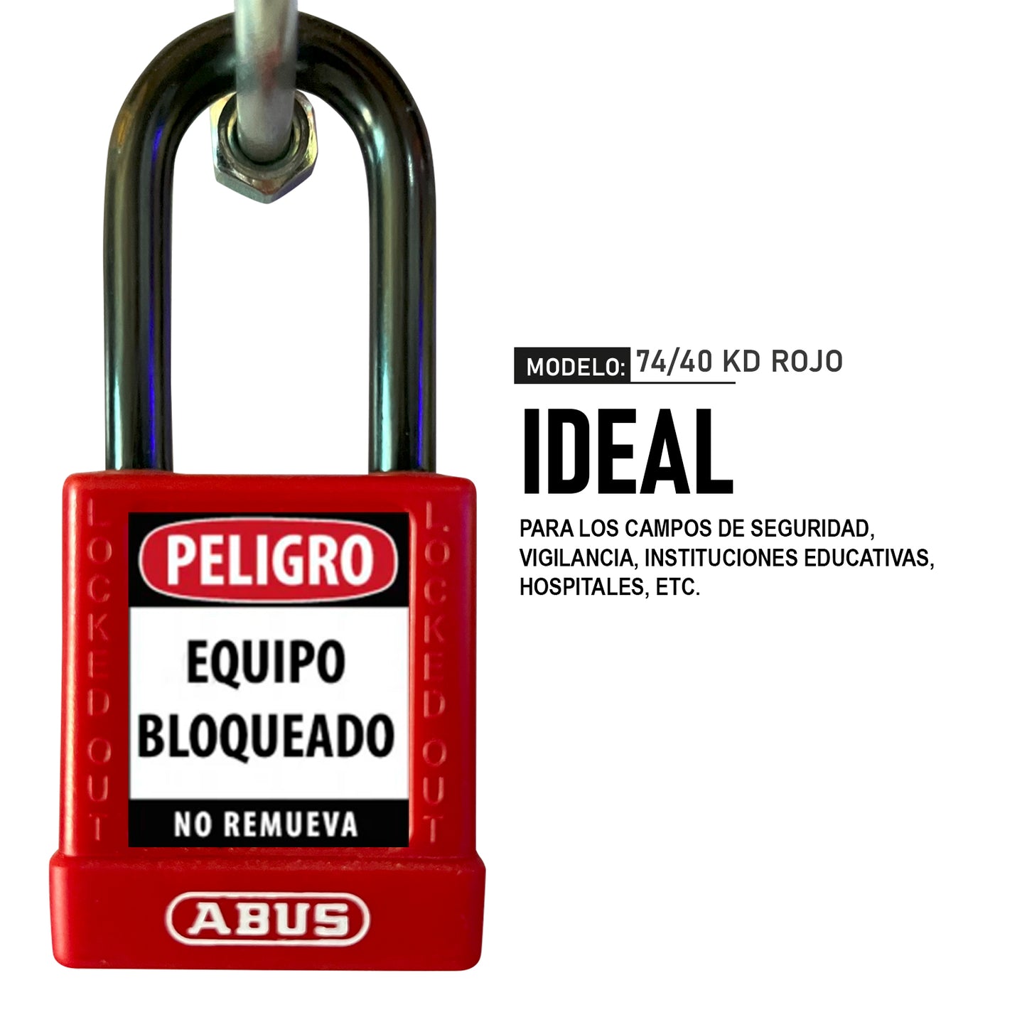Candado de bloqueo eléctrico 74/40 KD color rojo marca ABUS