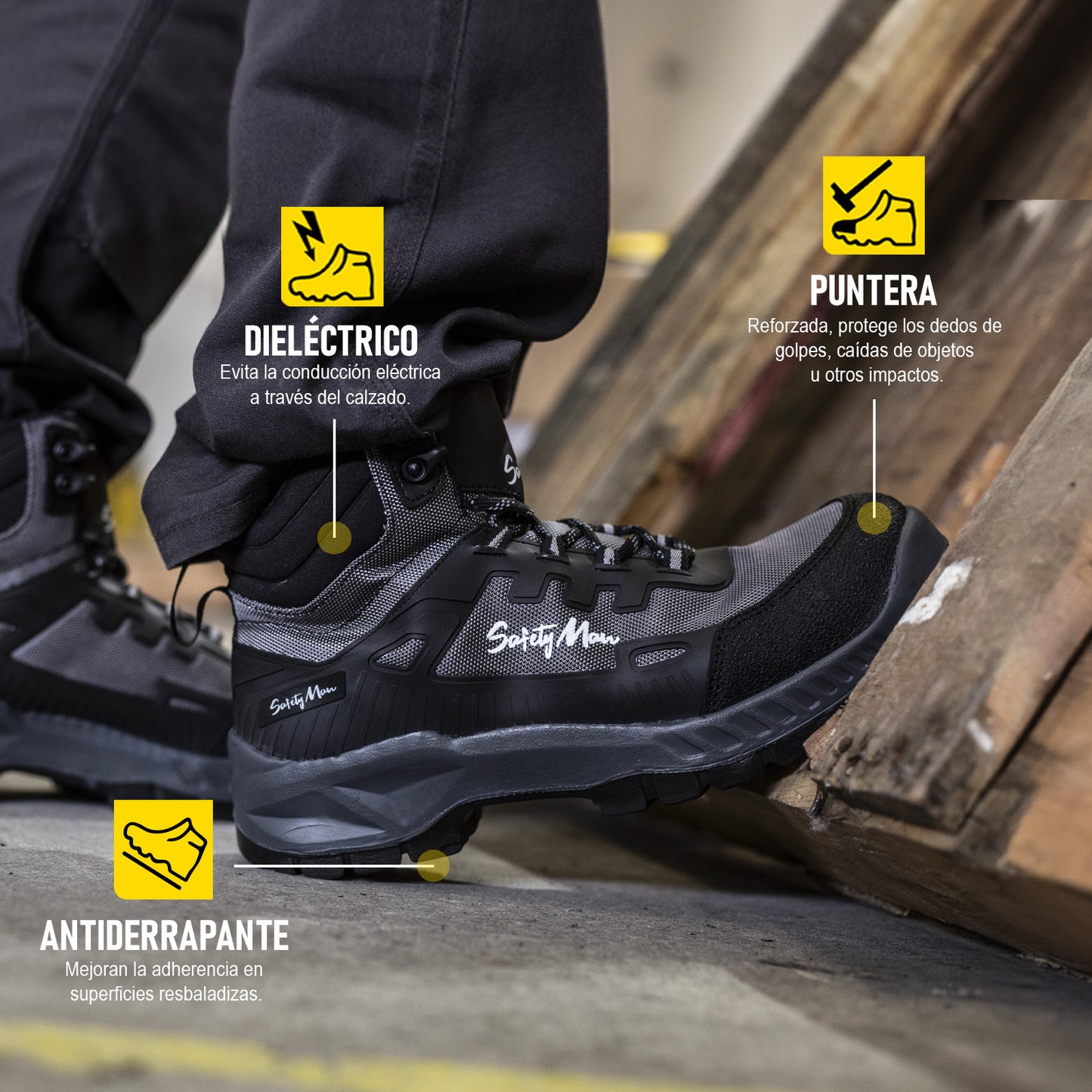 Bota de seguridad modelo DARK WING marca Safety Man