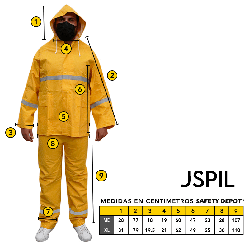 Impermeable de dos piezas con reflejante Mod. JSPIL - Safety Depot Mx