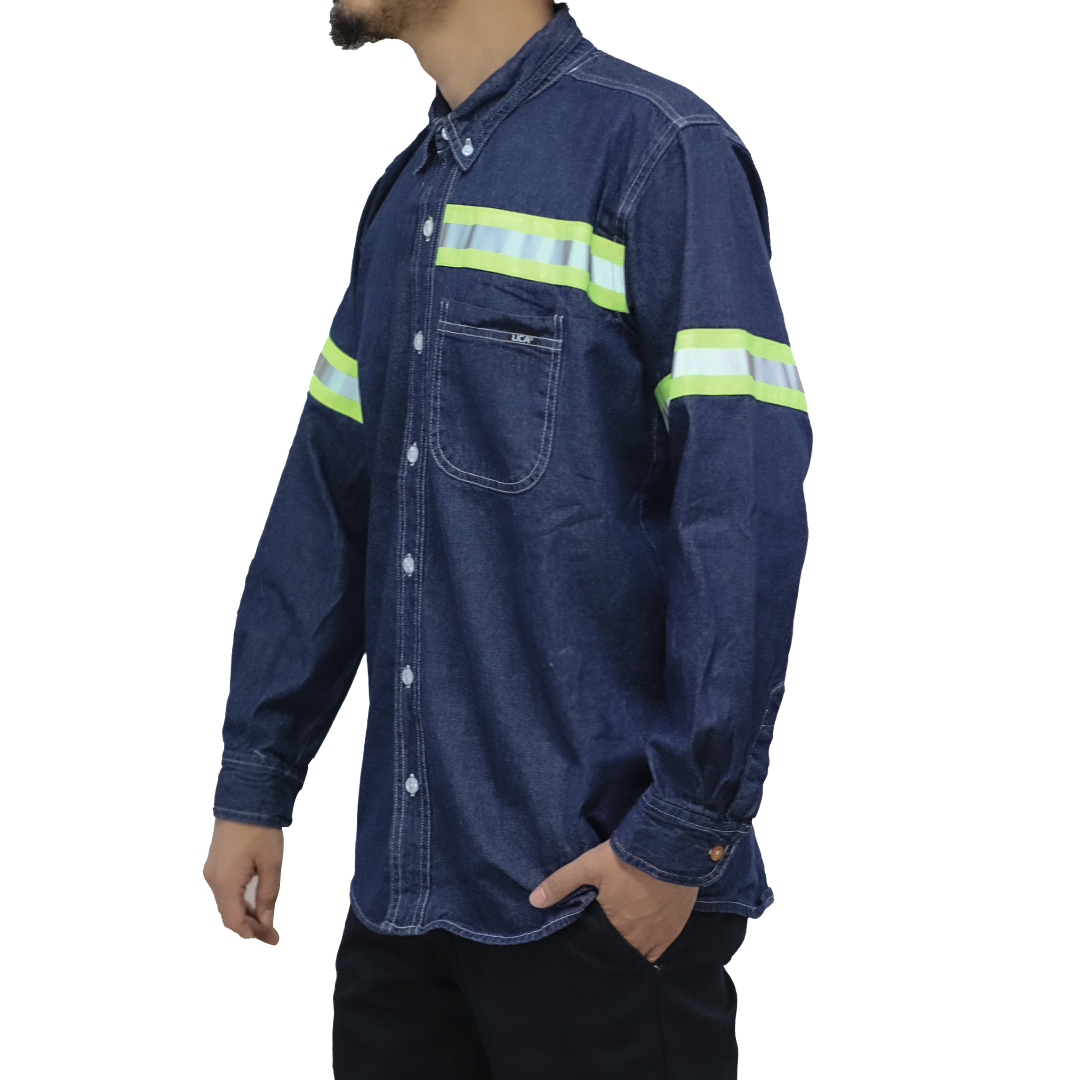 Camisa de mezclilla con reflejante mod. CAM-MEZ-REF marca LICA
