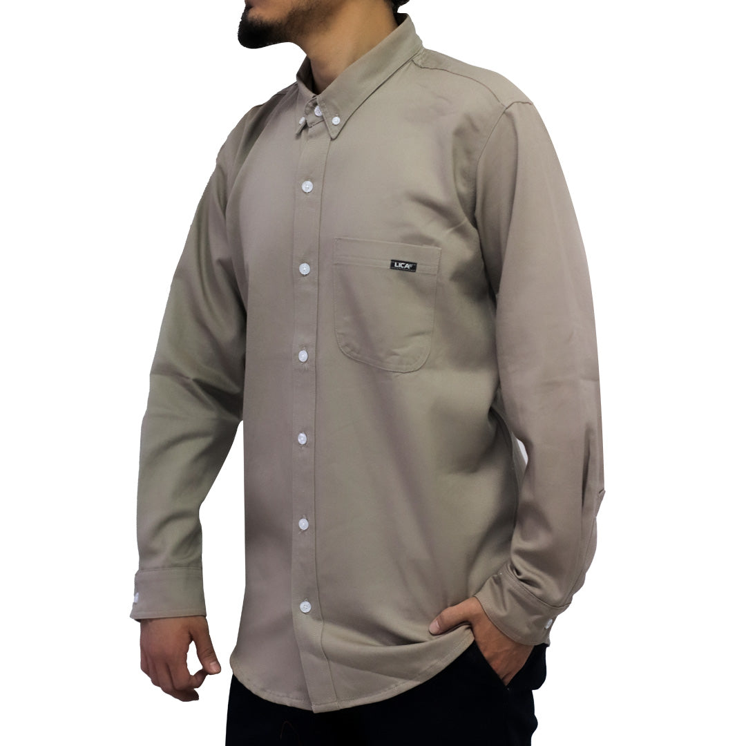 Camisa de algodón color caqui mod. CAM100BD marca LICA