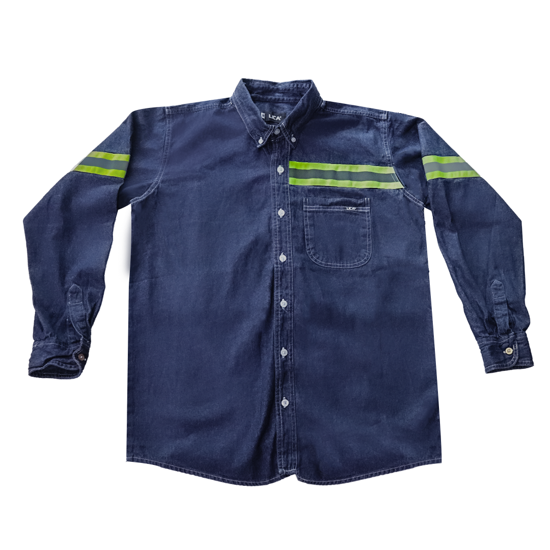 Camisa de mezclilla con reflejante mod. CAM-MEZ-REF marca LICA