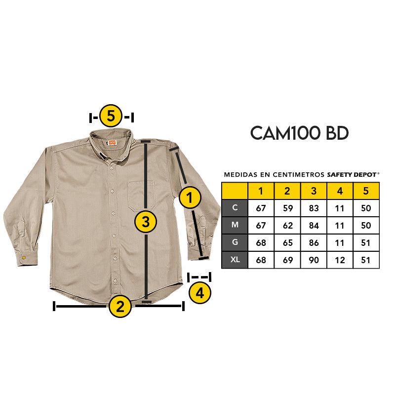 Camisa de algodon manga larga beige Safety Depot Mx