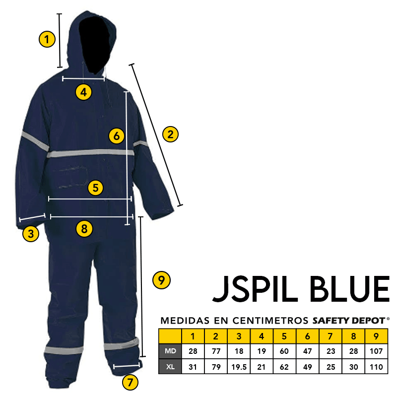 Impermeable De Dos Piezas Mod. JSPILBLUE - Safety Depot Mx