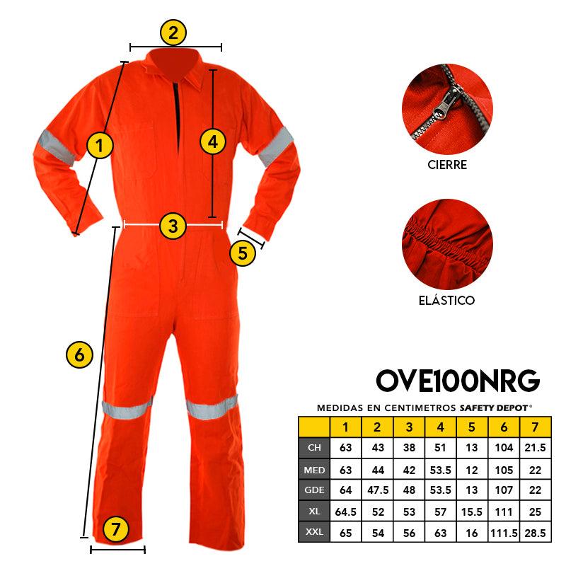 Overol naranja manga larga con reflejantes - Safety Depot Mx