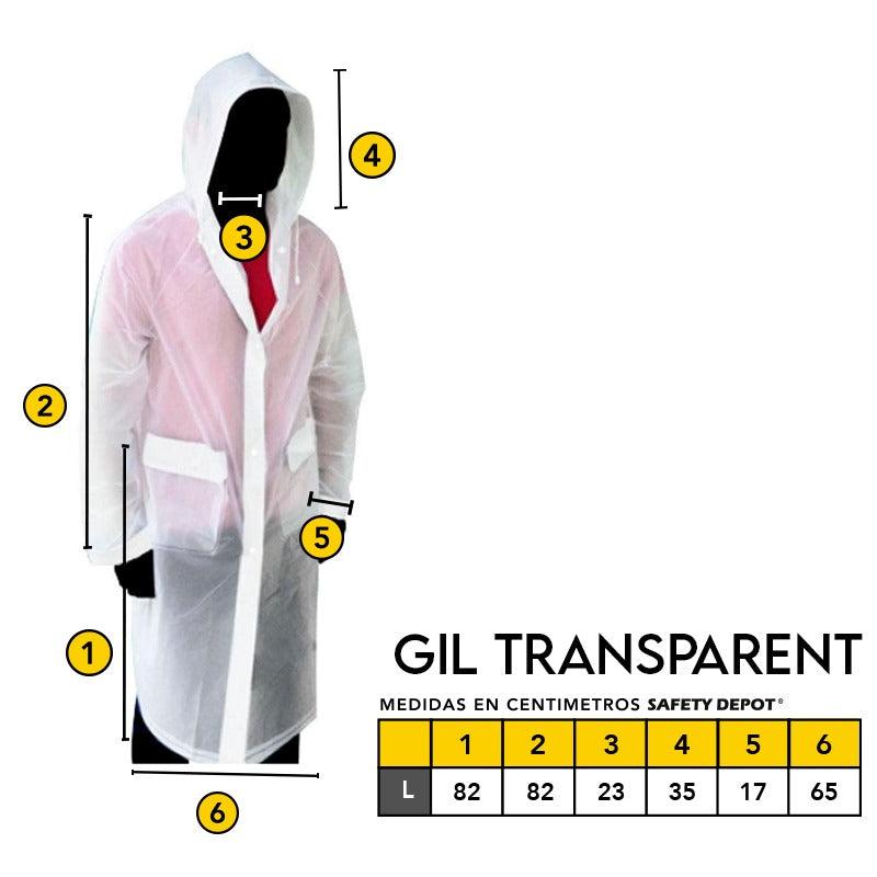 Impermeable Transparente. Mod. GIL TRANSPARENT-L - Safety Depot Mx